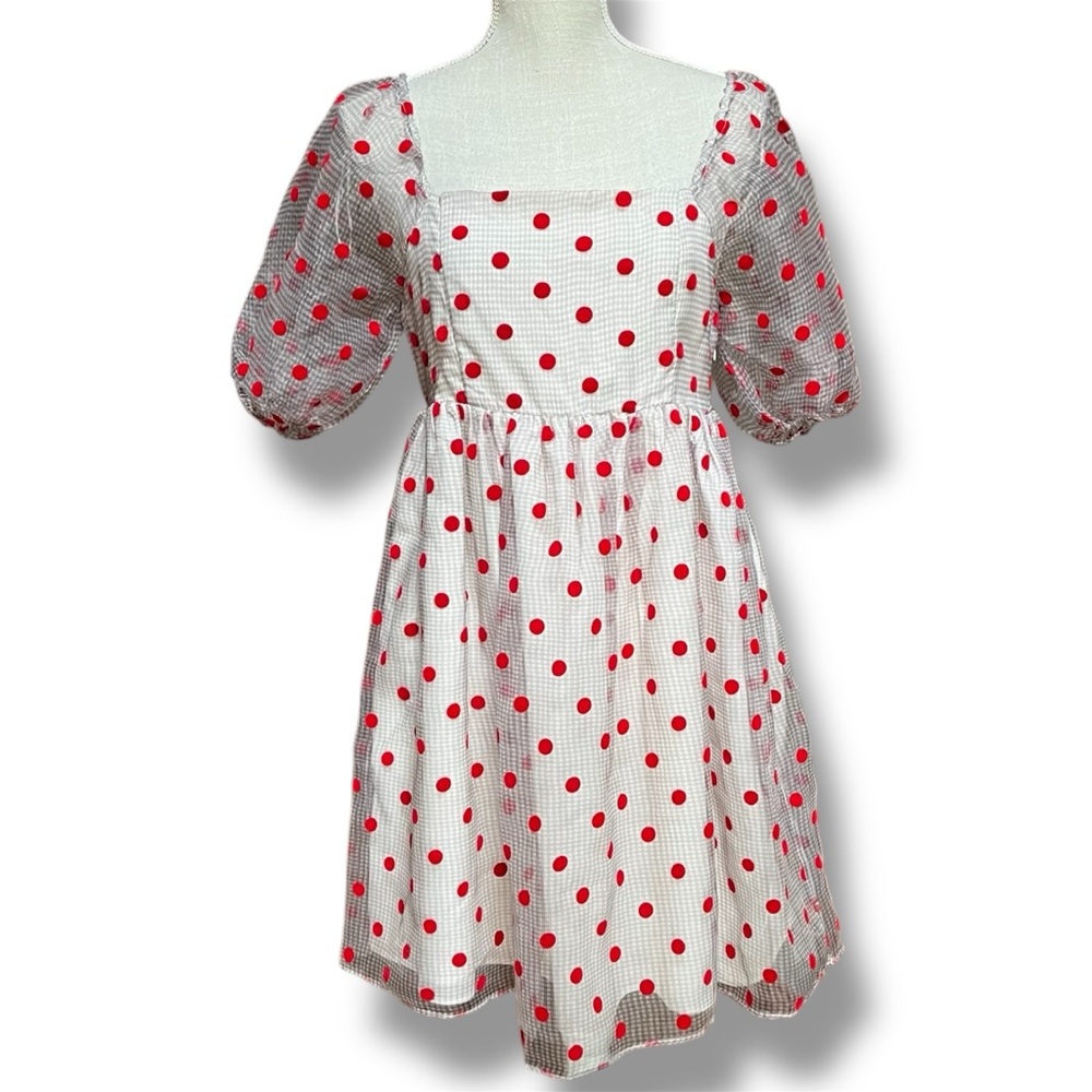 ENGLISH FACTORY | EUC Organza Polka Dot Mini Dress Size S